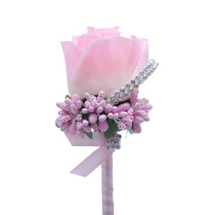 新款 男女士胸针长针结婚新娘胸 直销结婚仿真花胸花682 绢花胸针