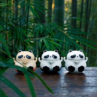 彦淳熊猫款式旅行快客杯泡茶壶一壶多杯便携小陶瓷茶杯茶壶公道杯