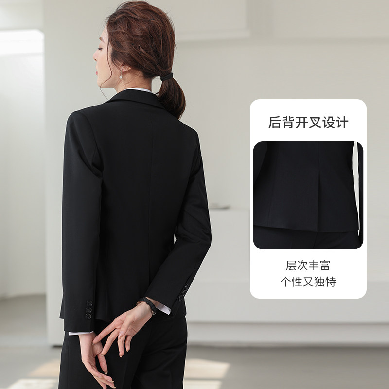 西服女2024春秋西装外套休闲职业正装上衣黑色深蓝工装套装气质新