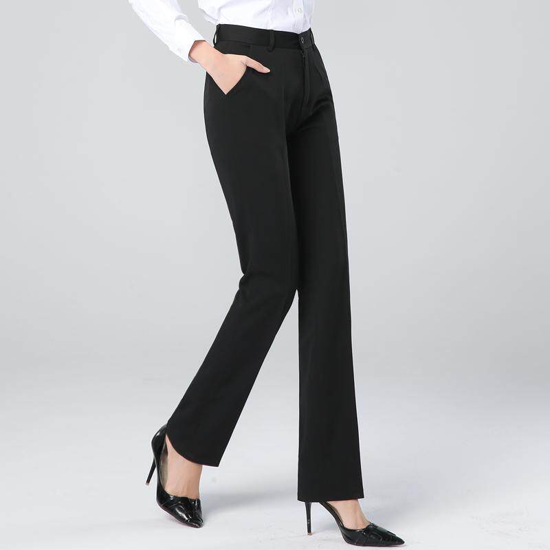 西裤女职业中腰春夏薄款邮政工作西装制服裤子黑工裤直筒上班