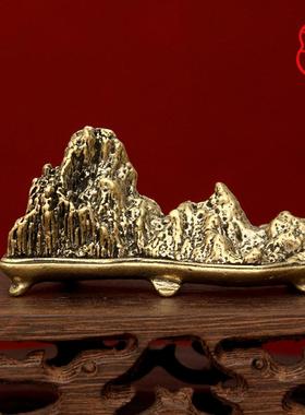 创意新款古铜器实心假山笔架办公书房桌面镇纸茶宠摆件装饰工艺品