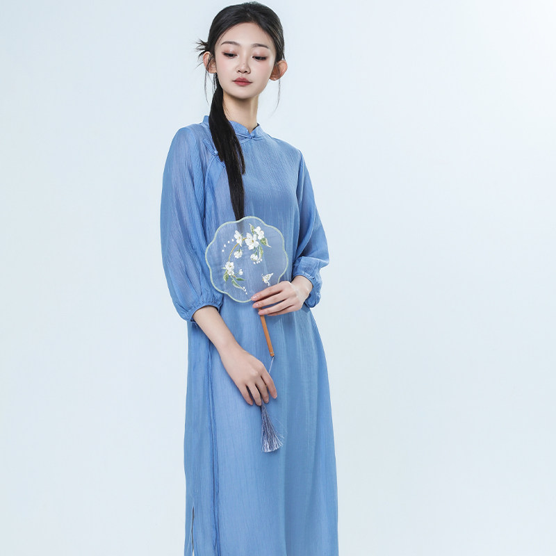 青蝶舞国风古典舞舞蹈服练功服长衫阔腿裤套装纱衣新中式演出服