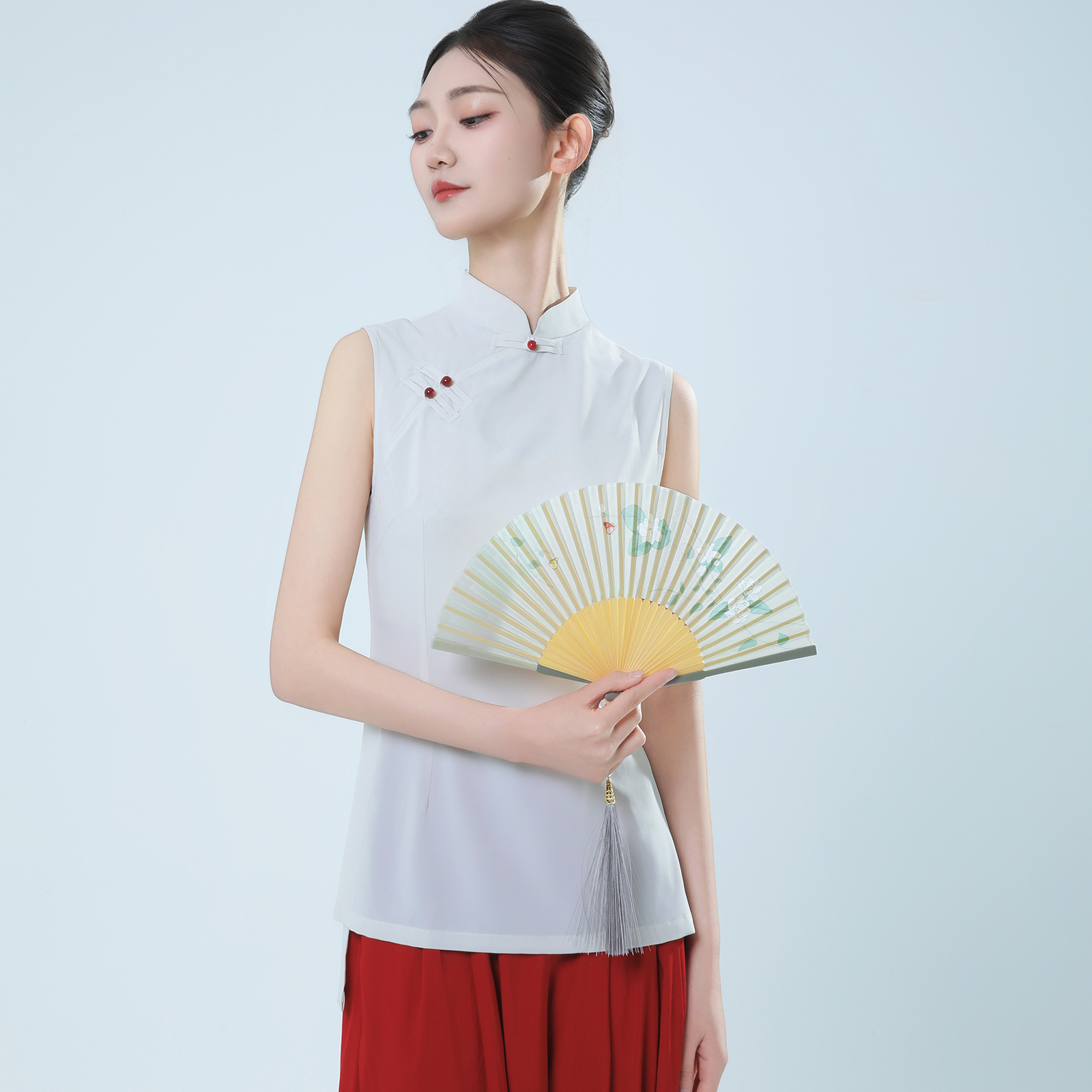 青蝶舞中国舞古典舞练功服女上衣中国风飘逸无袖身韵服舞蹈形体服