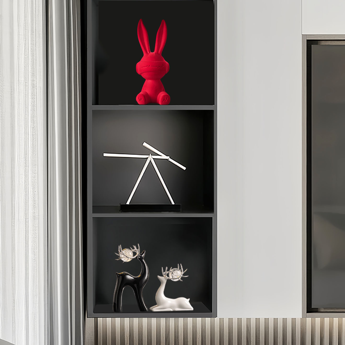 客厅入户玄关电视柜创意家居装饰乔迁礼品兔子摆件花瓶轻奢高级