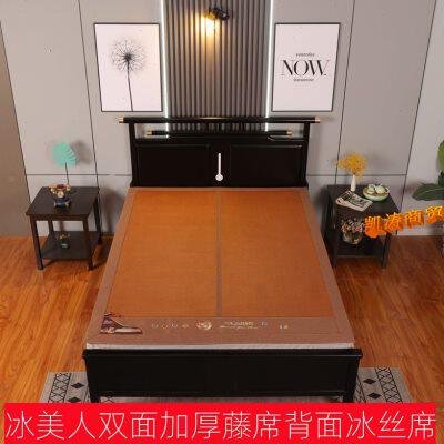 厂家冰美人藤席夏季双面1.8米折叠竹席三件套直筒凉席草席空调席