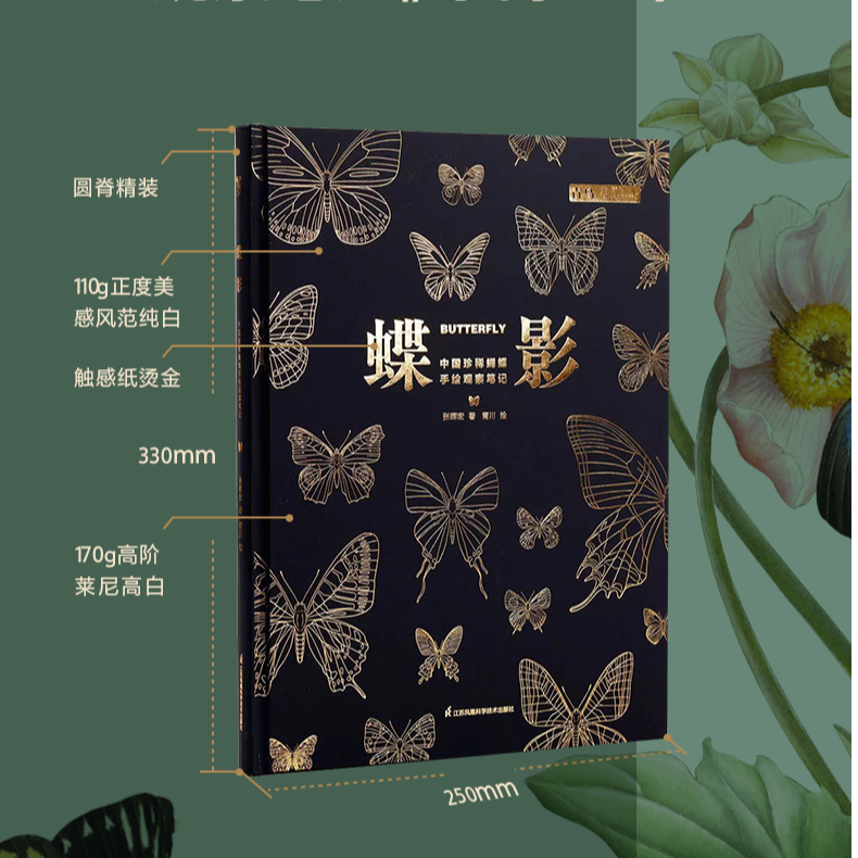 蝶影中国珍稀蝴蝶手绘自然观察笔记本书收录32种5科中国蝴蝶科普