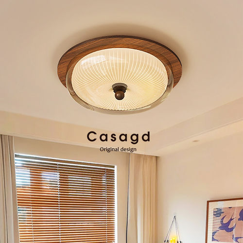 中古风布丁卧室吸顶灯高级感主卧新款实木法式复古书房灯具casagd