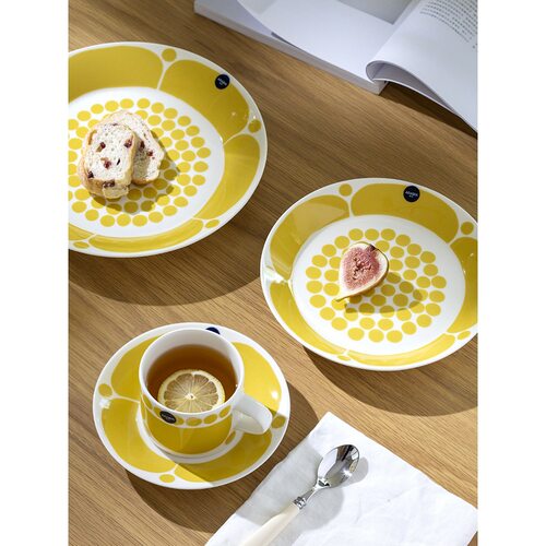 芬兰黄色星期天餐具北欧餐盘陶瓷盘子碗 中古咖啡杯马克杯
