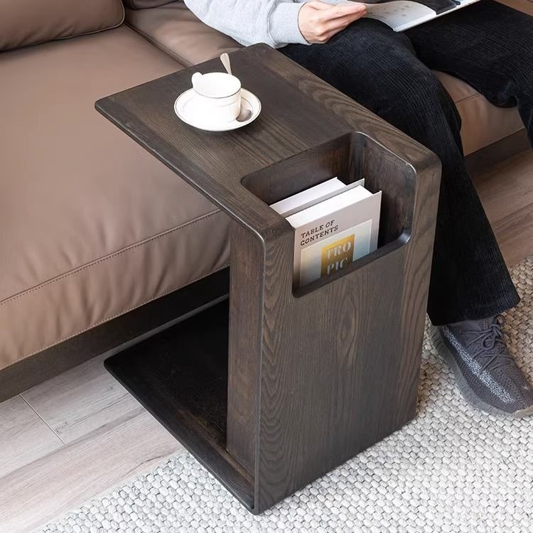 极简白蜡木角几中古复古全实木可移动茶几沙发边柜角几简约小方桌