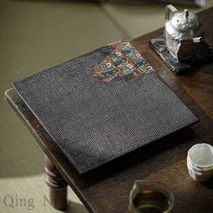 乌金石茶盘手工敦煌干佛方形大漆干泡台家用高档壶承茶托盘 新中式