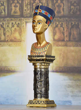 图坦柱子家居客厅头像古埃及头像酒店摆件法老装饰品国王卡蒙艳后