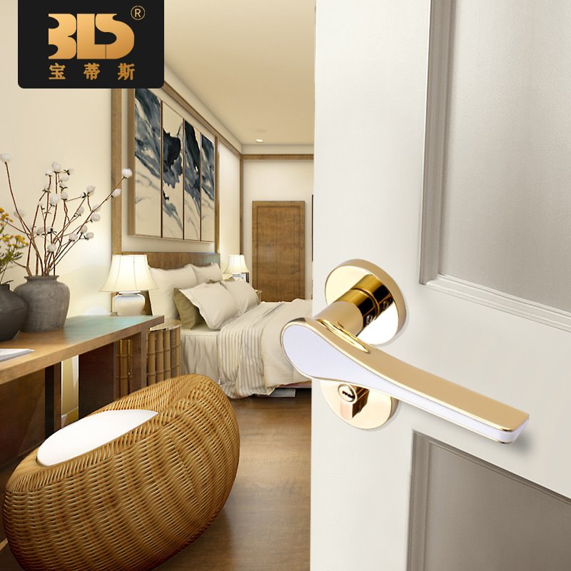 家用金银色执手锁通用型锌合金室内卧室分体门锁静音卫生间门把手