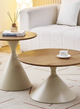 北欧奶油风圆形茶几家用设计师小户型客现代实木民宿简约小户茶几