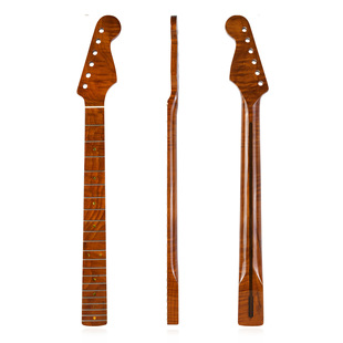 [ST微黄亮光]21品虎纹烤枫木吉他琴柄琴颈for ST Strat-牛骨上枕