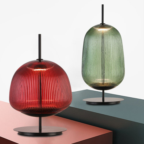 北欧装饰玻璃台灯设计师Matt简约客厅轻奢红绿色书桌房卧室床头灯
