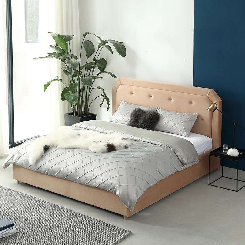 北欧简约现代1.8m双人床 大小户型样板间主卧 设计师布艺休闲婚床