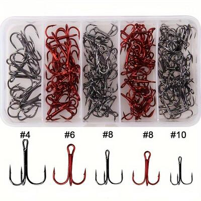 Fishing Treble Hooks Kit Carbon Steel Triple Hooks 3 Claw