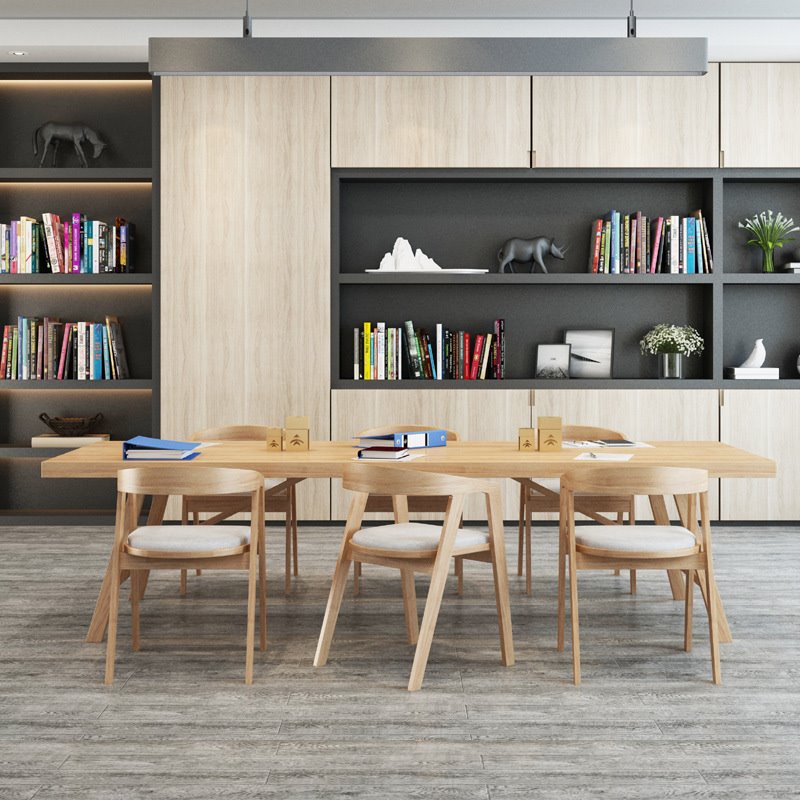 现代简约办公桌椅 loft办公室 会议室洽谈桌聊天开会实木桌椅套装