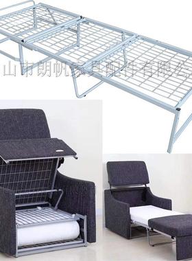 休闲折叠两用多功能沙发铁架翻转单人位二折三折沙发五金配件