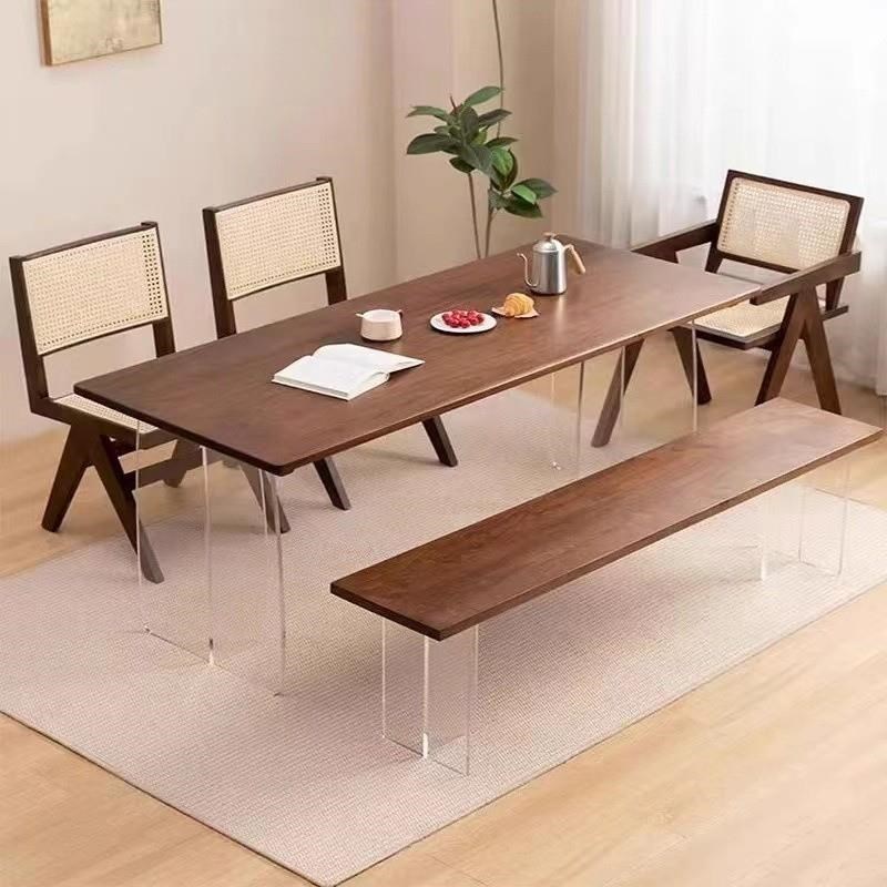 北美黑胡桃木实木板白蜡木升降桌面大板吧台榆木餐桌原木