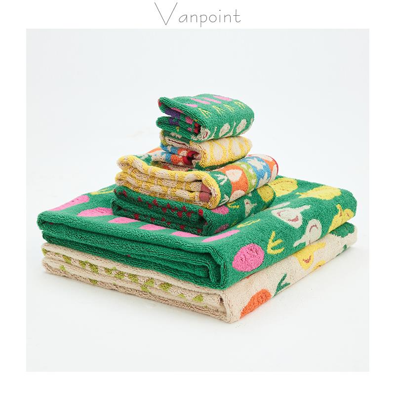 新款直销1P2R蔬菜世界长绒棉毛巾家用吸水儿童洗脸面巾成人洗澡浴
