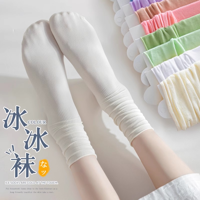 白色堆堆袜子女夏季薄款