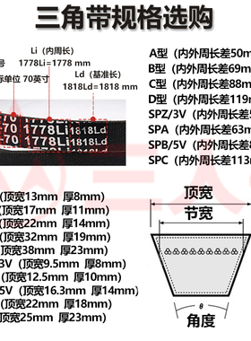 防静电三角皮带b型b1600/b1778/B1500/B1676/B1750/B1850/B1880li