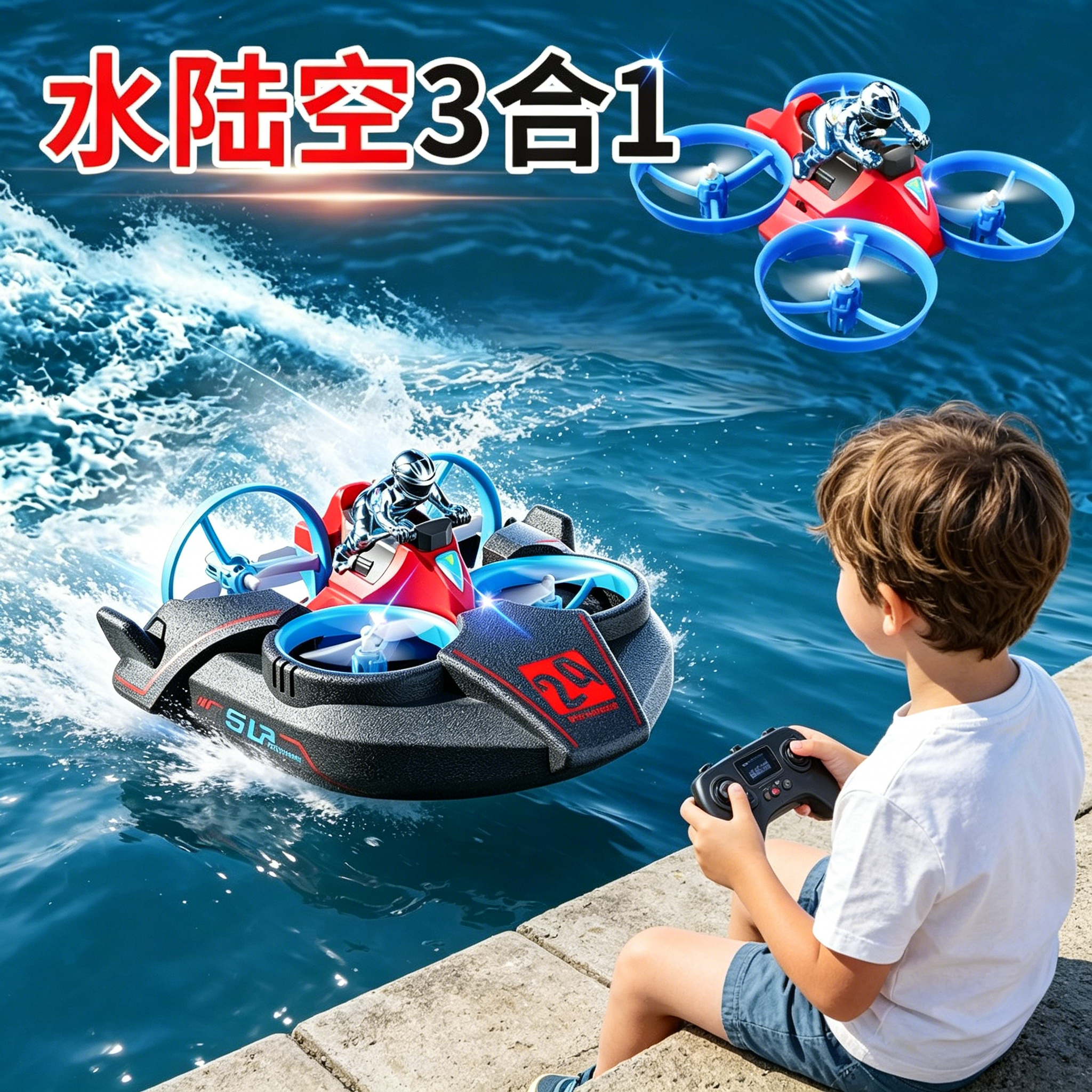 法国无人机儿童水陆空三合一遥控飞机小学生小型飞行玩具六一礼物