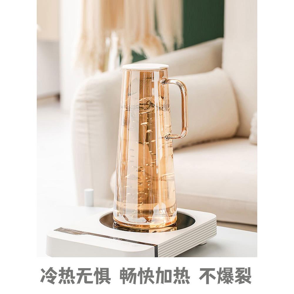 JW冰箱冷水壶玻璃耐高温家用大容量泡茶壶套装凉水杯加厚扎壶开水