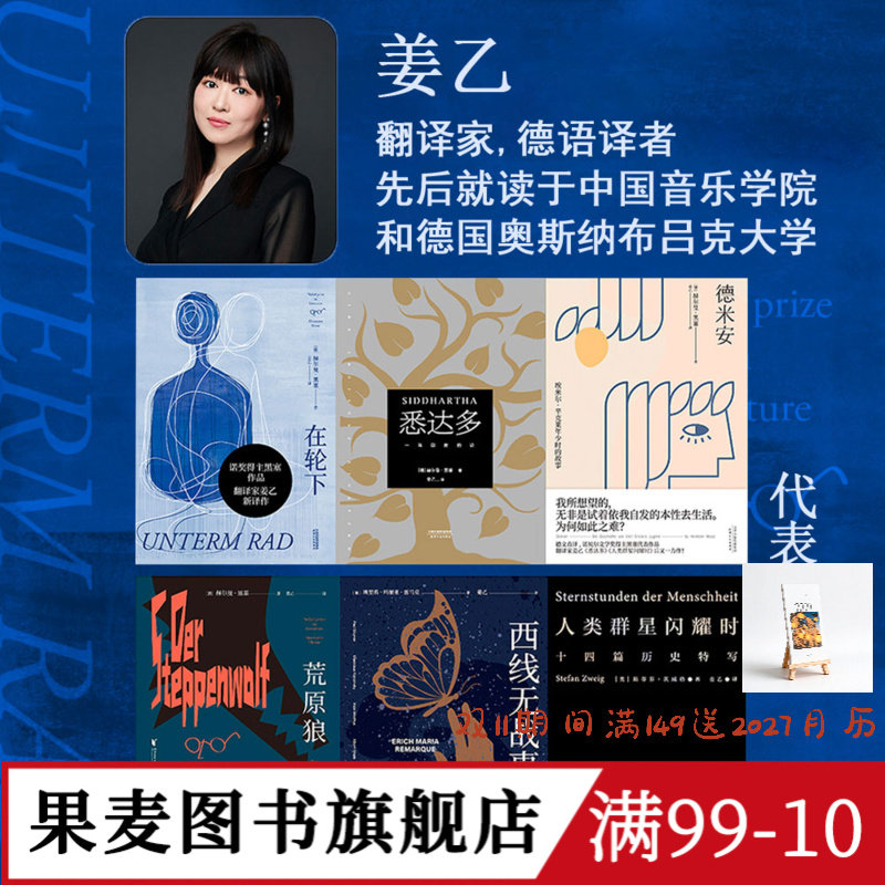 姜乙德文直译作品(全6册) 黑塞 茨威格 悉达多+荒原狼+德米安+在轮下+西线无战事+人类群星闪耀时 外国文学小说 果麦图书