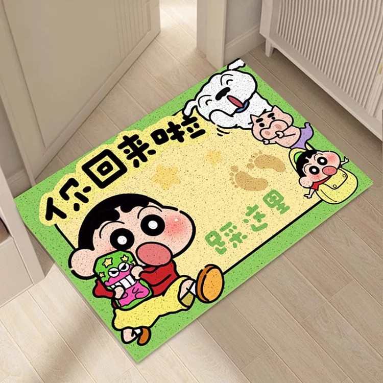 热门蜡笔小新入户玄关水晶绒地垫客厅卧室防潮脚垫吸水防滑地毯