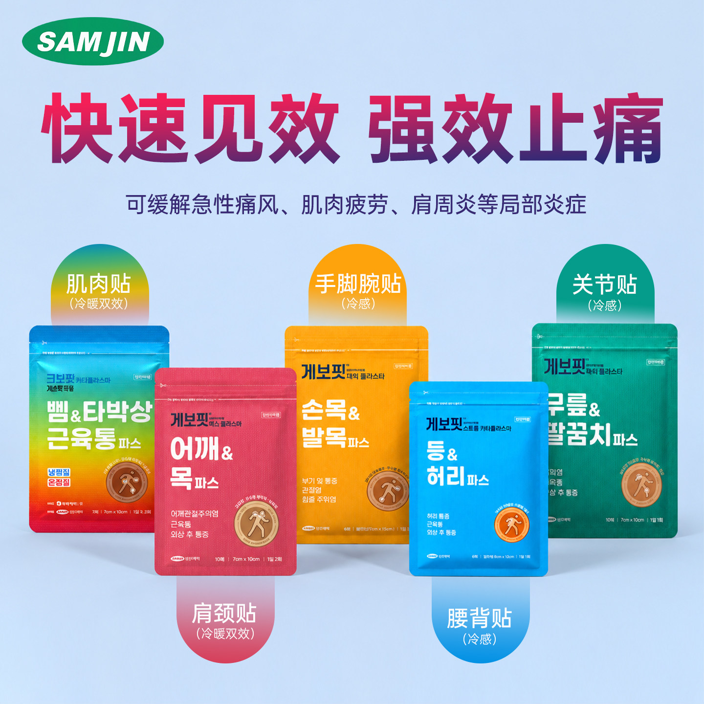 韩国SAMJIN缓解肌肉疼痛肩周炎腱鞘炎关节扭伤疲劳膏贴布氟比洛芬