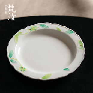 创意纯手绘干泡壶承景德镇釉下彩干泡盘盖碗茶壶托功夫茶具 梵汝