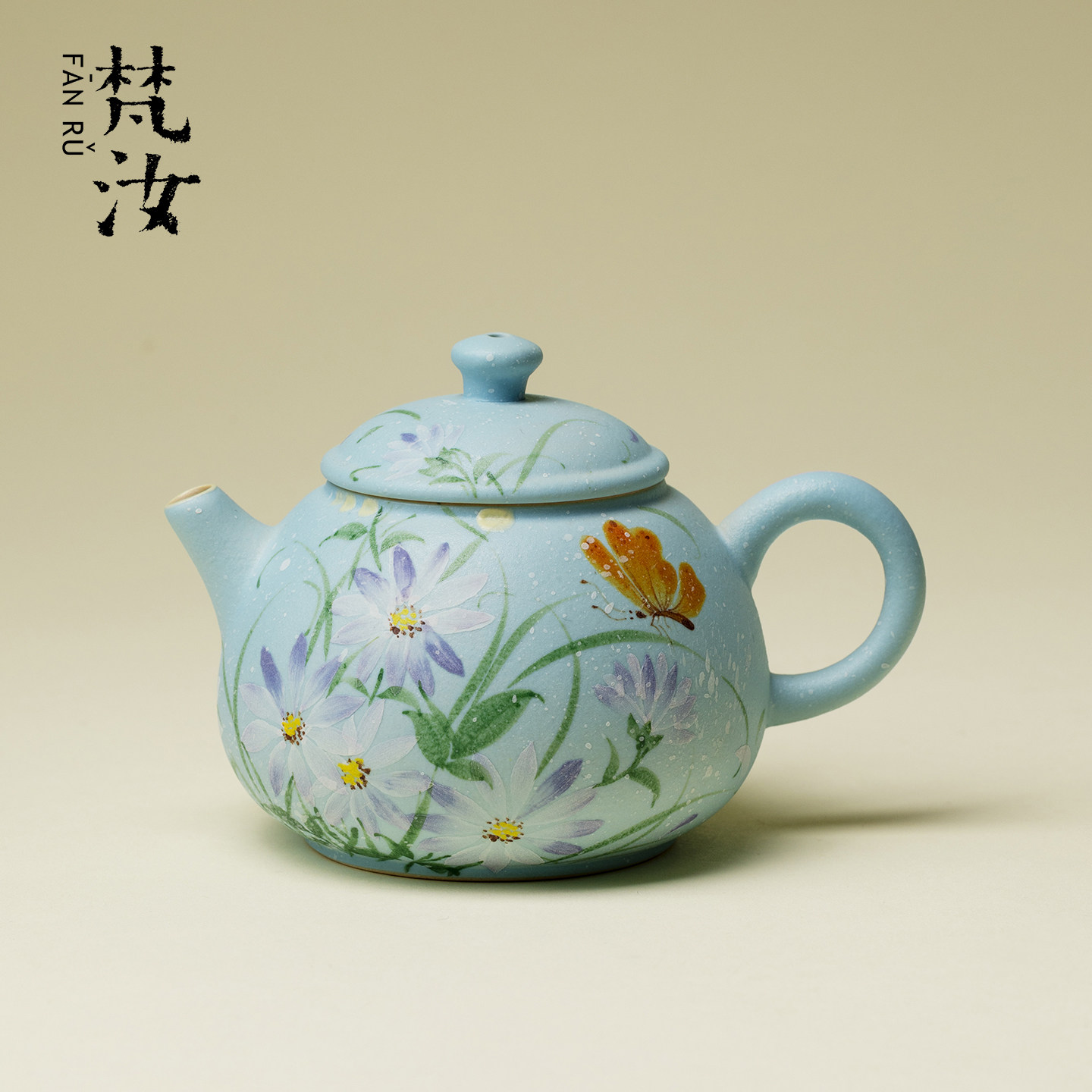 梵汝手绘花涧蝴蝶茶壶小清新女士家用手执壶高颜值一人饮茶具单壶,餐饮具,茶壶,淘宝优惠券,粉丝福利购,淘宝优惠卷