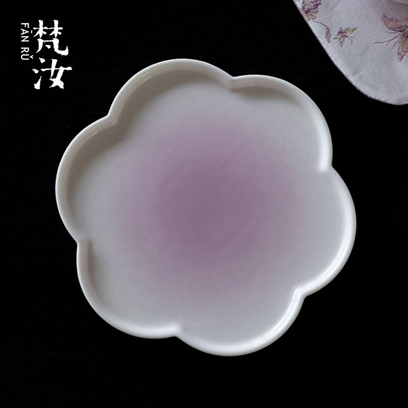 梵汝高端玉瓷熏衣紫渐变花型壶