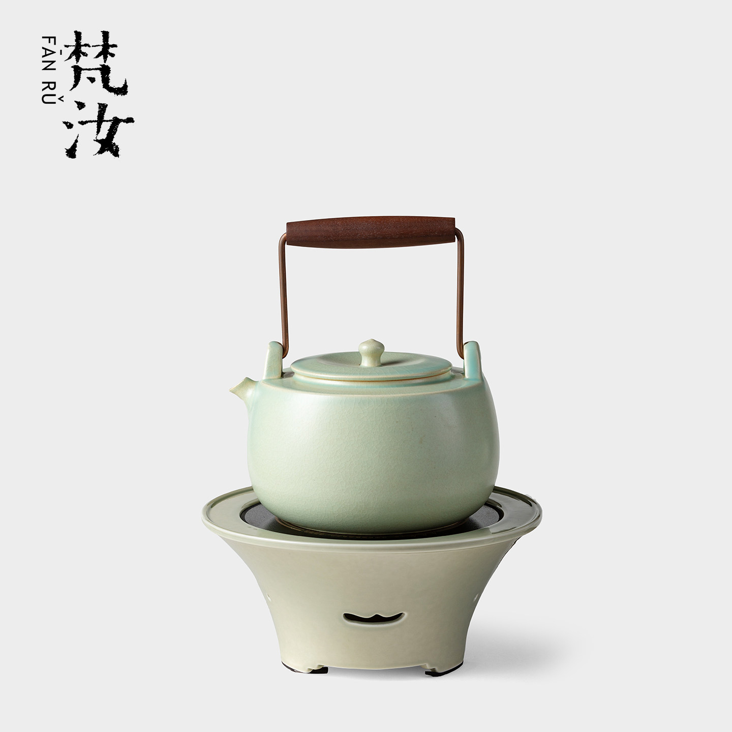 梵汝手工苏打绿宽涵提梁壶简约陶瓷煮茶炉复古家用热茶器茶具套装