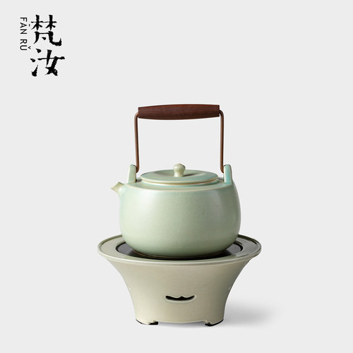 梵汝手工苏打绿宽涵提梁壶简约陶瓷煮茶炉复古家用热茶器茶具套装