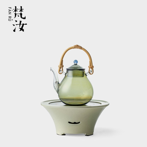 梵汝 璃影耐热玻璃提梁壶越窑青瓷家用煮茶炉高级感煮茶专用套装
