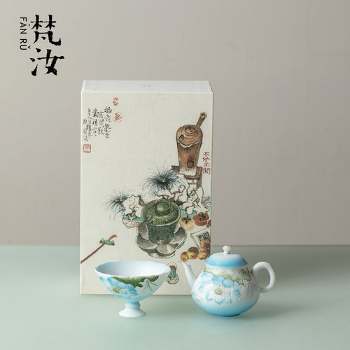 梵汝手绘陶瓷一壶一杯茶具套组