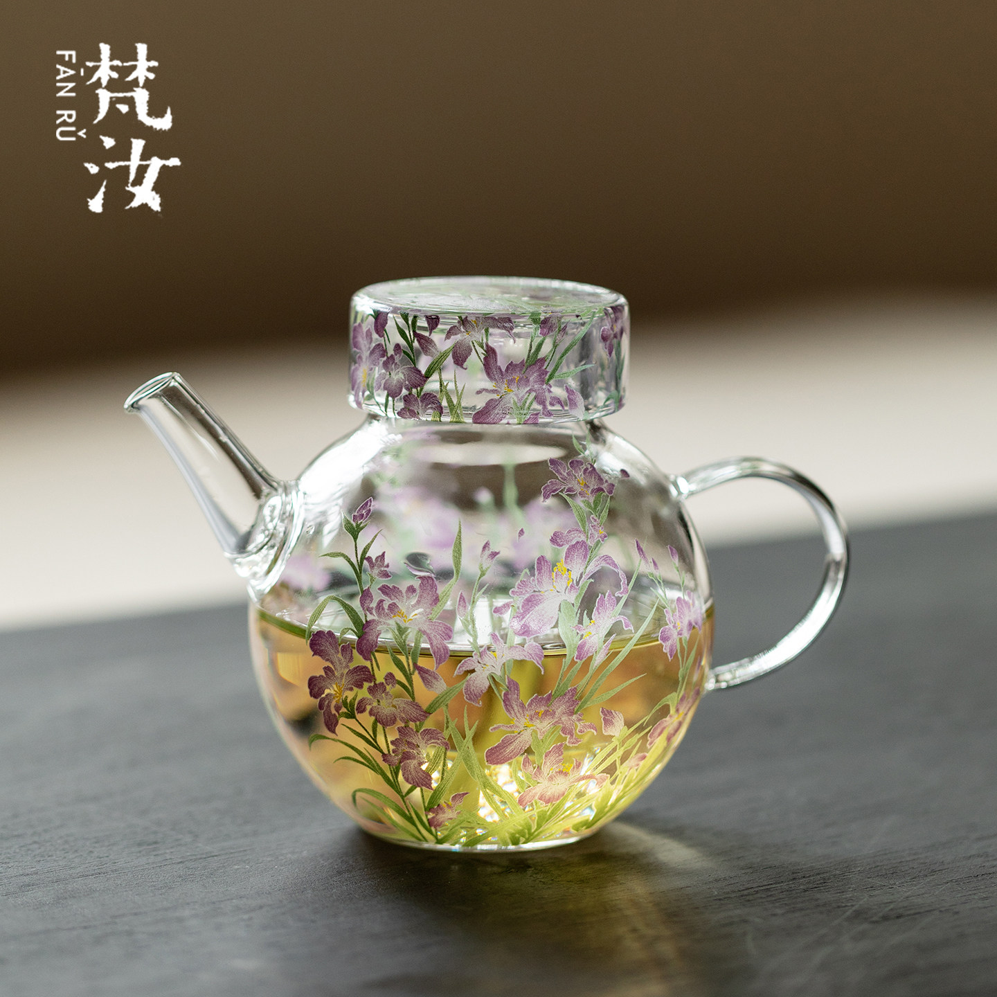 梵汝鸢尾花玻璃茶壶耐高温透明主泡器单壶女士专用花茶壶功夫茶具,餐饮具,茶壶,淘宝优惠券,粉丝福利购,淘宝优惠卷