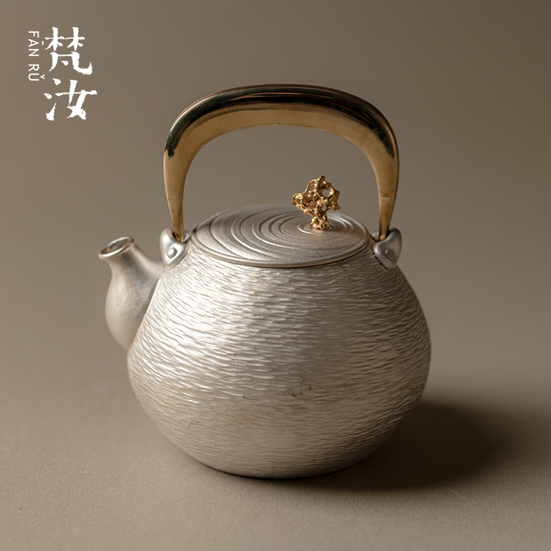 梵汝手工银器折月纯银提梁壶银壶
