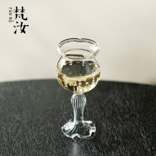日式 梵汝 高颜值朝露品茗杯耐热玻璃透明功夫茶杯创意高足主人杯