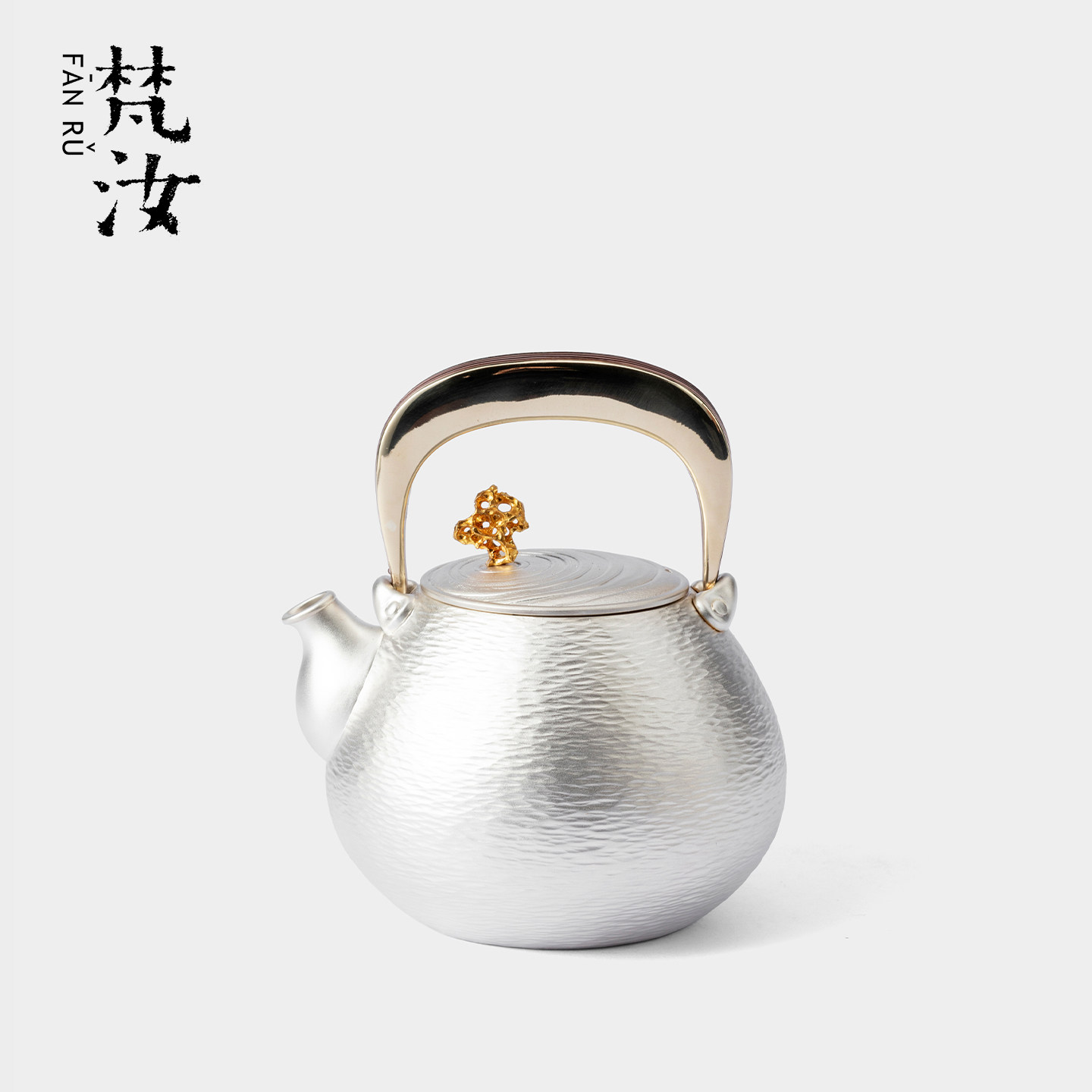 梵汝 铺作折月银壶999银纯手工一张打泡茶壶茶具一人饮提梁小泡壶
