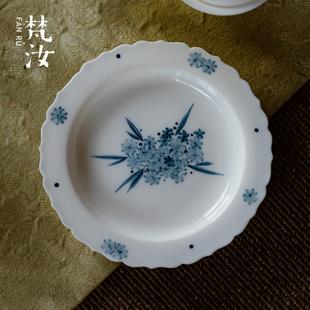 梵汝创意陶瓷青花手绘青花壶承功夫茶具干泡盘景德镇高端功夫茶具