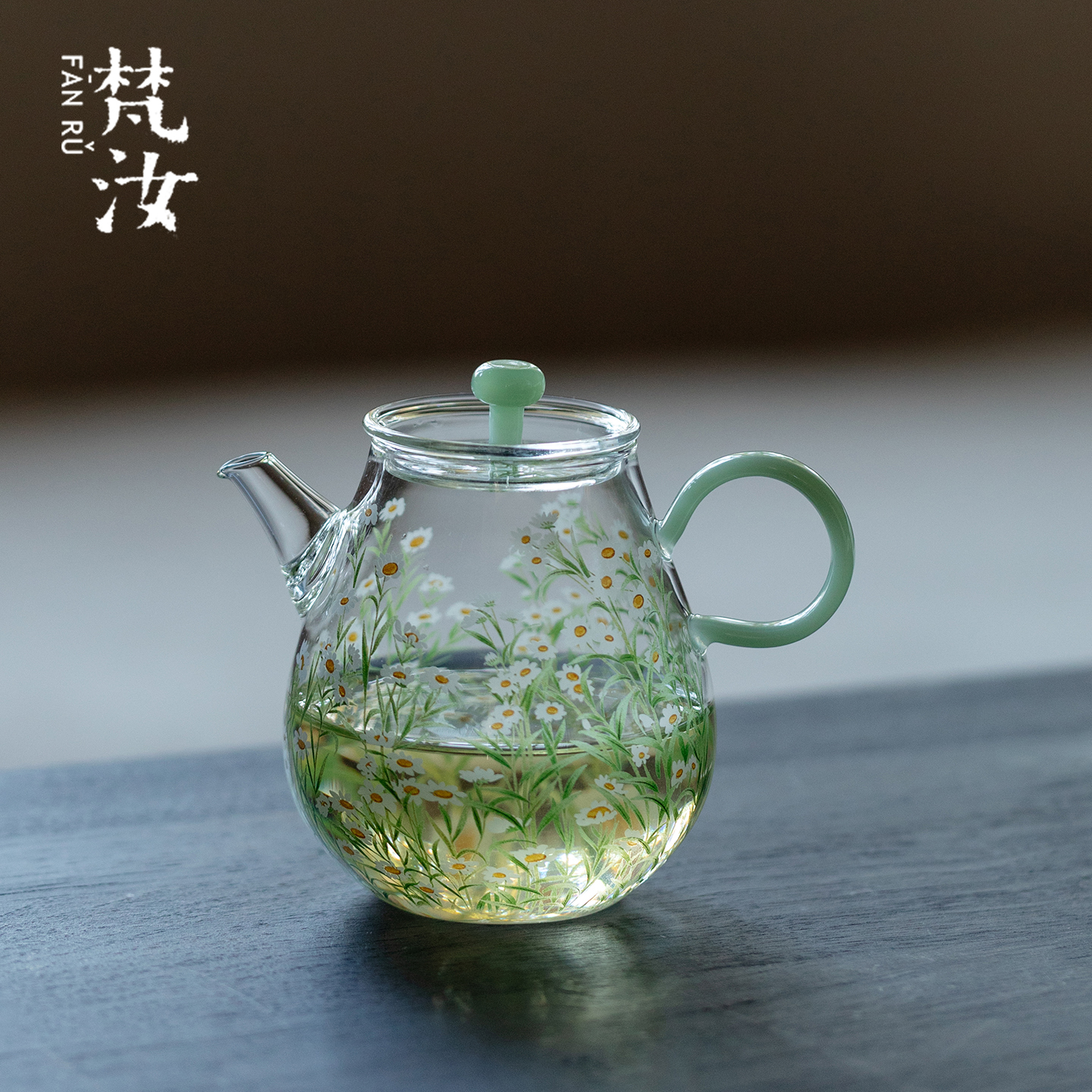 梵汝小雏菊玻璃茶壶高硼硅耐热透明茶壶高端家用功夫茶具茶器单壶