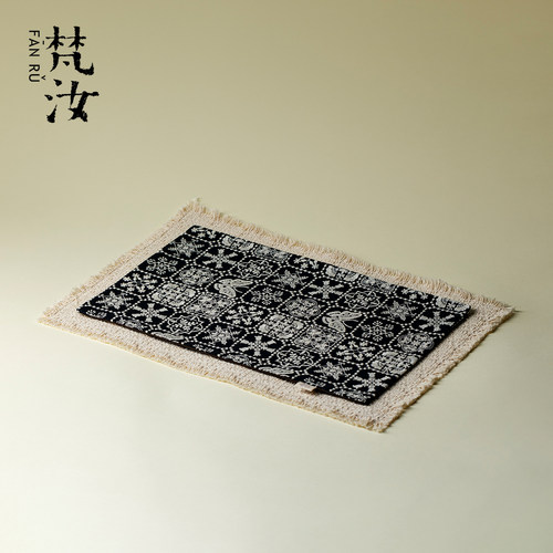 梵汝中式棉麻百搭流苏茶席手工刺绣干泡席居家布艺茶台桌布茶垫子