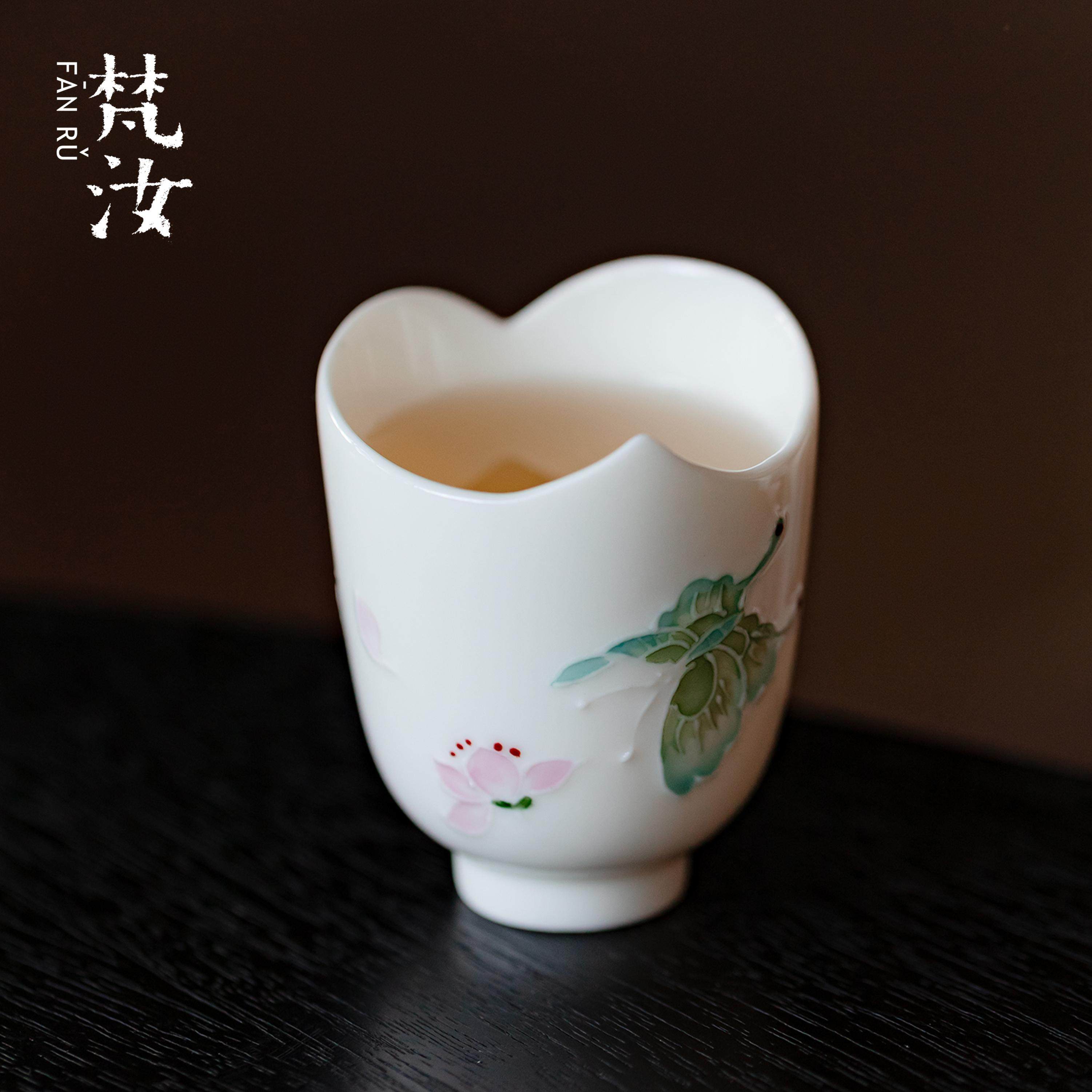 梵汝玉瓷手绘花口茶杯景德镇高档主人杯女士专用单人品茗杯闻香杯,餐饮具,茶杯,淘宝优惠券,粉丝福利购,淘宝优惠卷