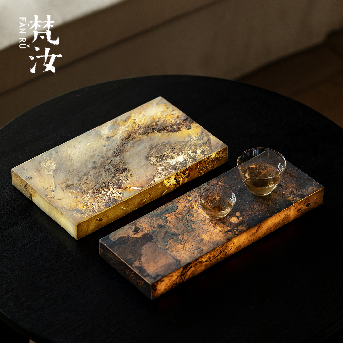 梵汝创意岩石面版发光干泡盘壶承