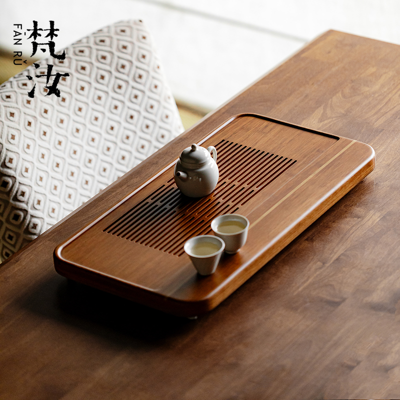 梵汝 现代简约天然重竹蓄水茶盘家用办公茶台储水抽屉式实木托盘