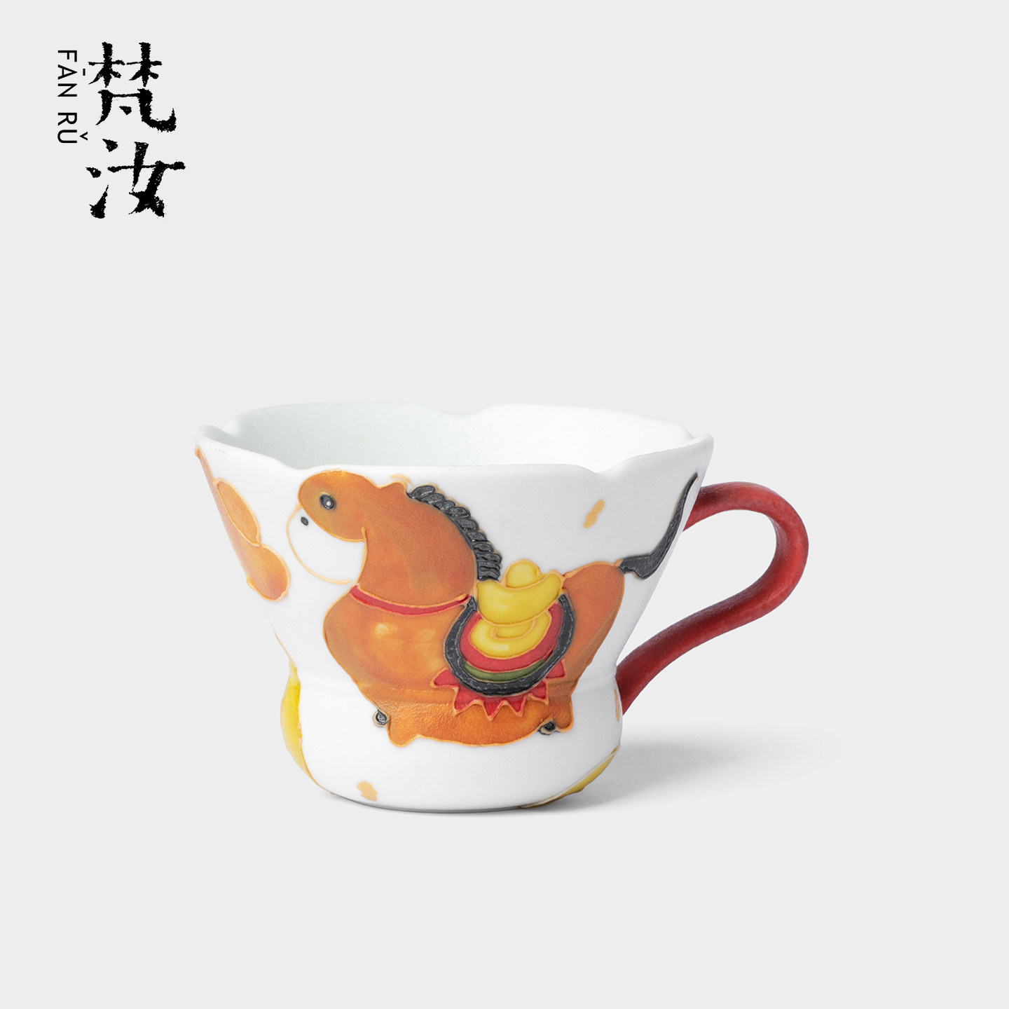 梵汝手绘马上有钱主人杯陶瓷茶杯中式粉彩品茗杯单杯家用功夫茶具,餐饮具,茶杯,淘宝优惠券,粉丝福利购,淘宝优惠卷